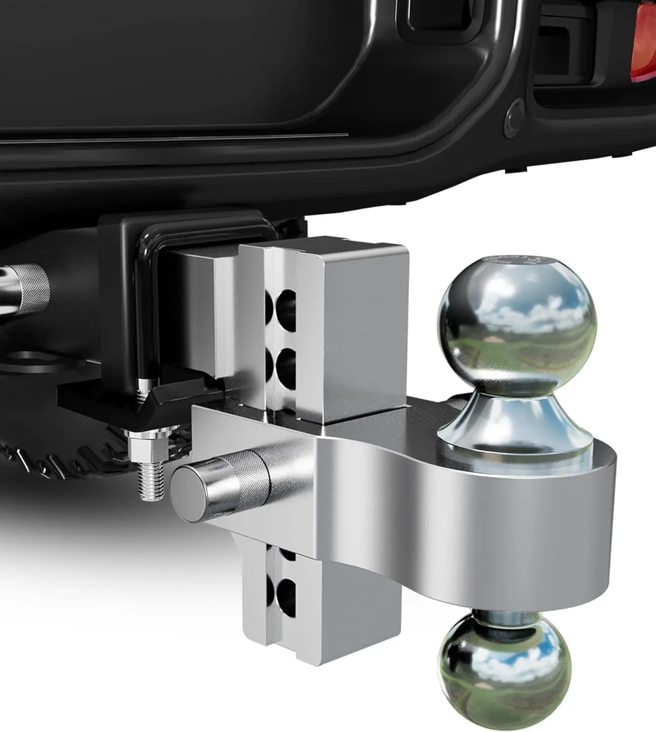 

Aluminum Adjustable Hitch, Tow Hitch fits 2.5 inch Receiver, Drop Hitch with 4 inch Drop/Rise for Ford, Gmc Sierra, Chevrolet Si