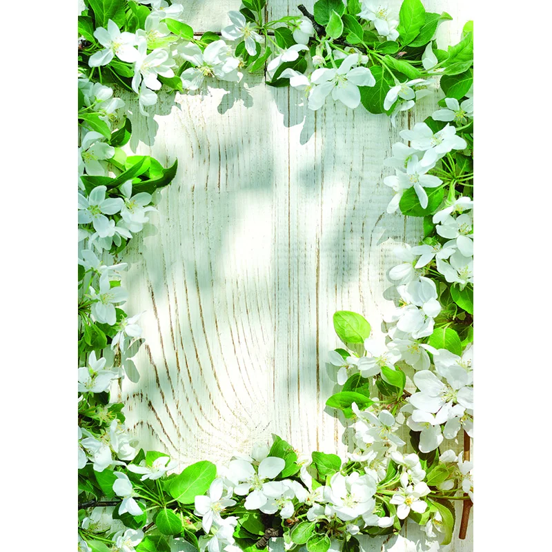 Mùa Xuân Nền Chụp Ảnh Lá Hoa Gỗ Sàn Vinyl Bối Cảnh Phòng Thu Ảnh Cho Trẻ Sơ Sinh Photocall 210320CAT-02