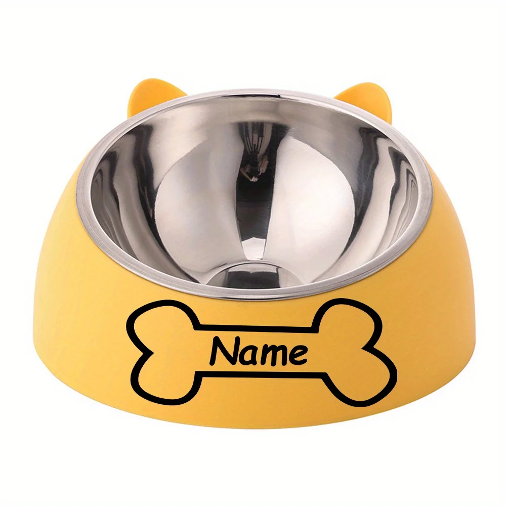 Personalized Set of Two Pet Bowls Made from PP And Stainless Steel, Suitable for Both Dogs And Cats, Perfect for Feeding And As