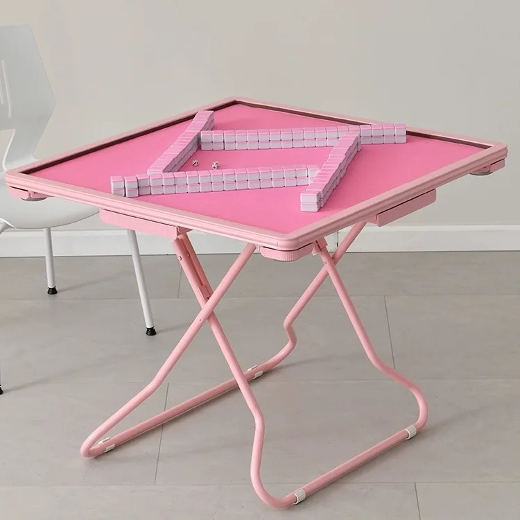 Foldable mahjong table mobile household hand rubbing square table manual chess and cards