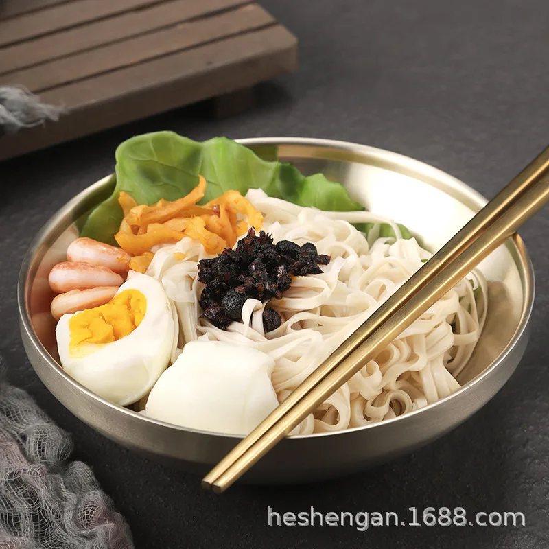 

Korean commercial Luosifen 304 stainless steel cold noodle bowl creative golden udong noodles instant noodles fruit salad bowl