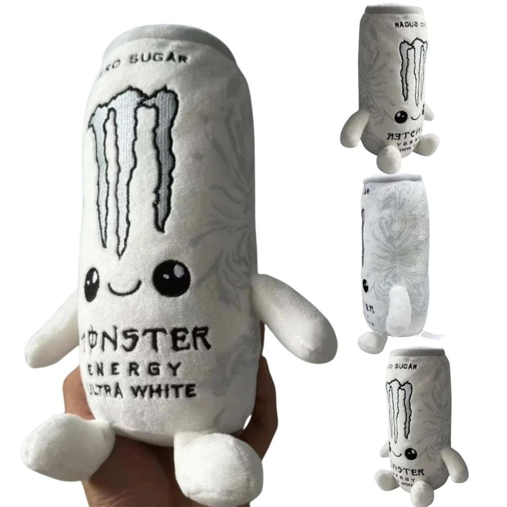 2026 New Simulation White Energy Drink Can Shaped Plush Toy Zero Sugar Theme Soft Stuffed Doll Desktop Ornament Birthday Gift