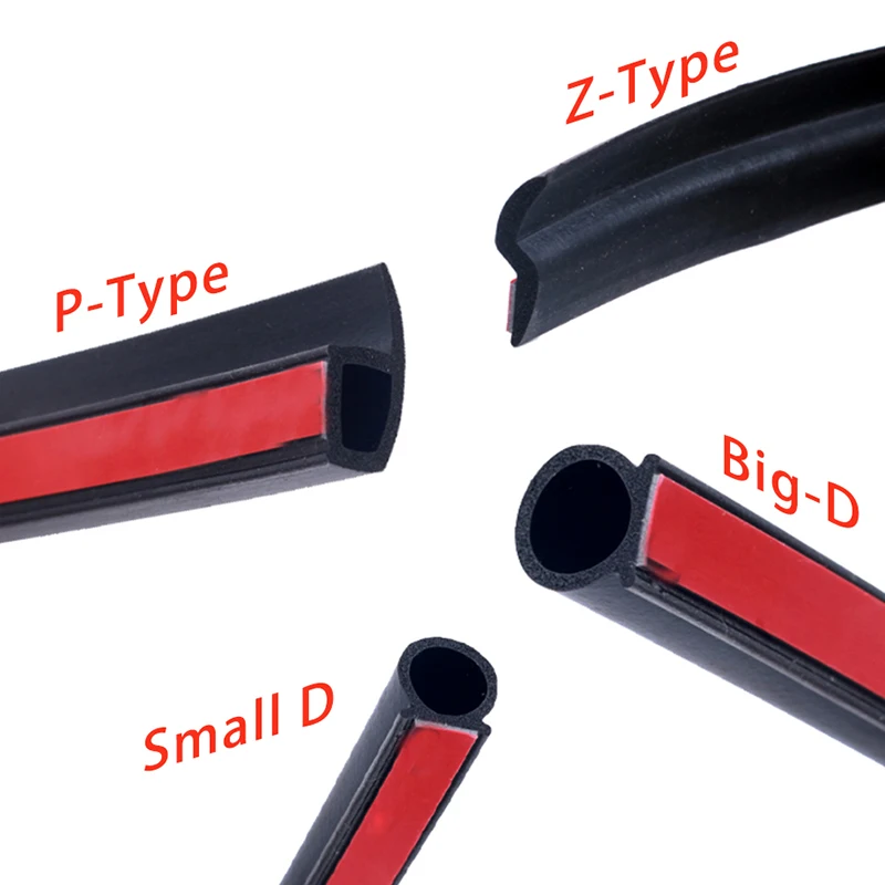 P Z D Type Automotive Door weatherstripping Door Rubber Seal Strip Car Sound Insulation 4 Meters Rubber Sealing For Car Rubber