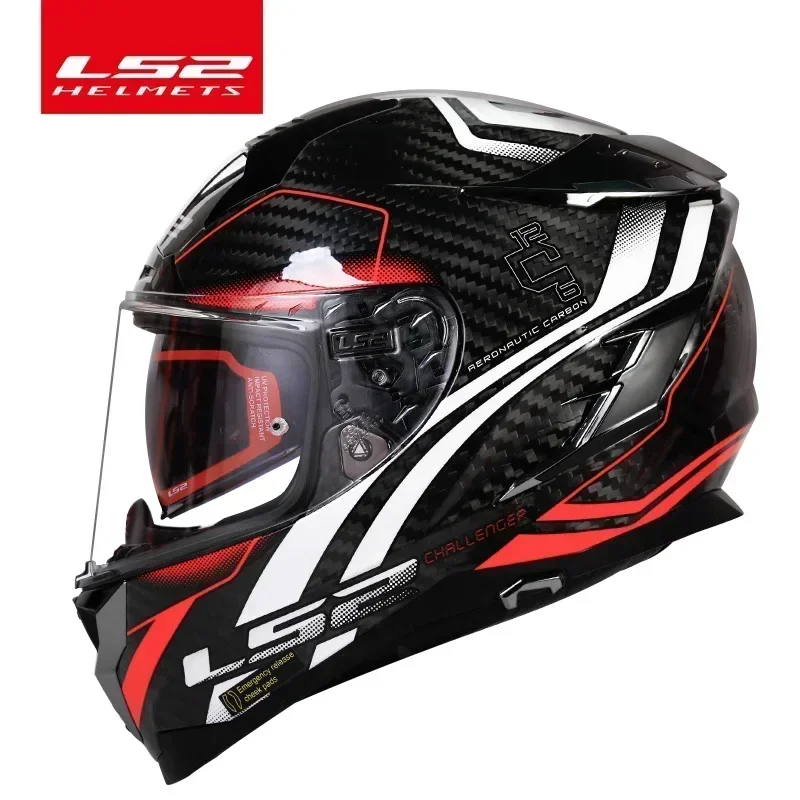 Original LS2 FF327 full face motorcycle helmet ls2 Challenger carbon fiber helmets inner sun lens Racing casco moto capacete