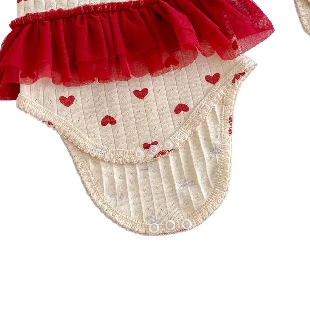 Cute Sweet Summer Girl Onesies Cotton Butterfly and Heart Print Suspender Bodysuit Simple Comfortable Romper Summer Season