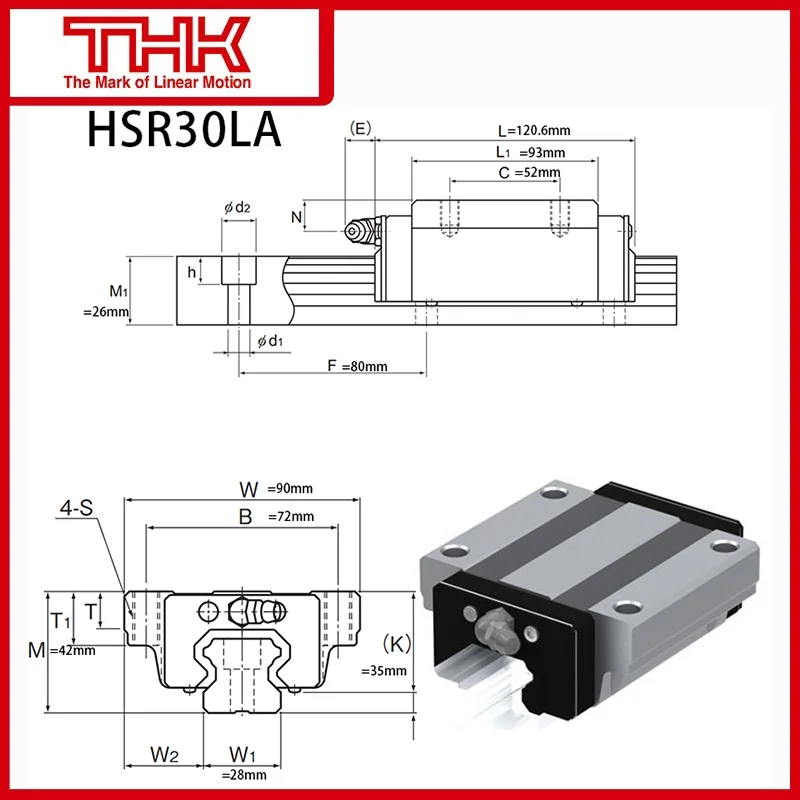 THK دليل خطي السكك الحديدية المنزلق ، عربة كتلة الأصلي ، HSR30LA HSR 30LA HSR30 HSR30LA1UU HSR30LA1SS GK