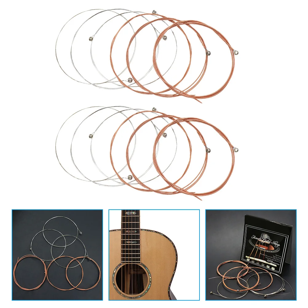 

12pcs Guitar Strings Replacement Metal Acoustic Classic Durable Resonant Professional Sound Quality Folk Accessories