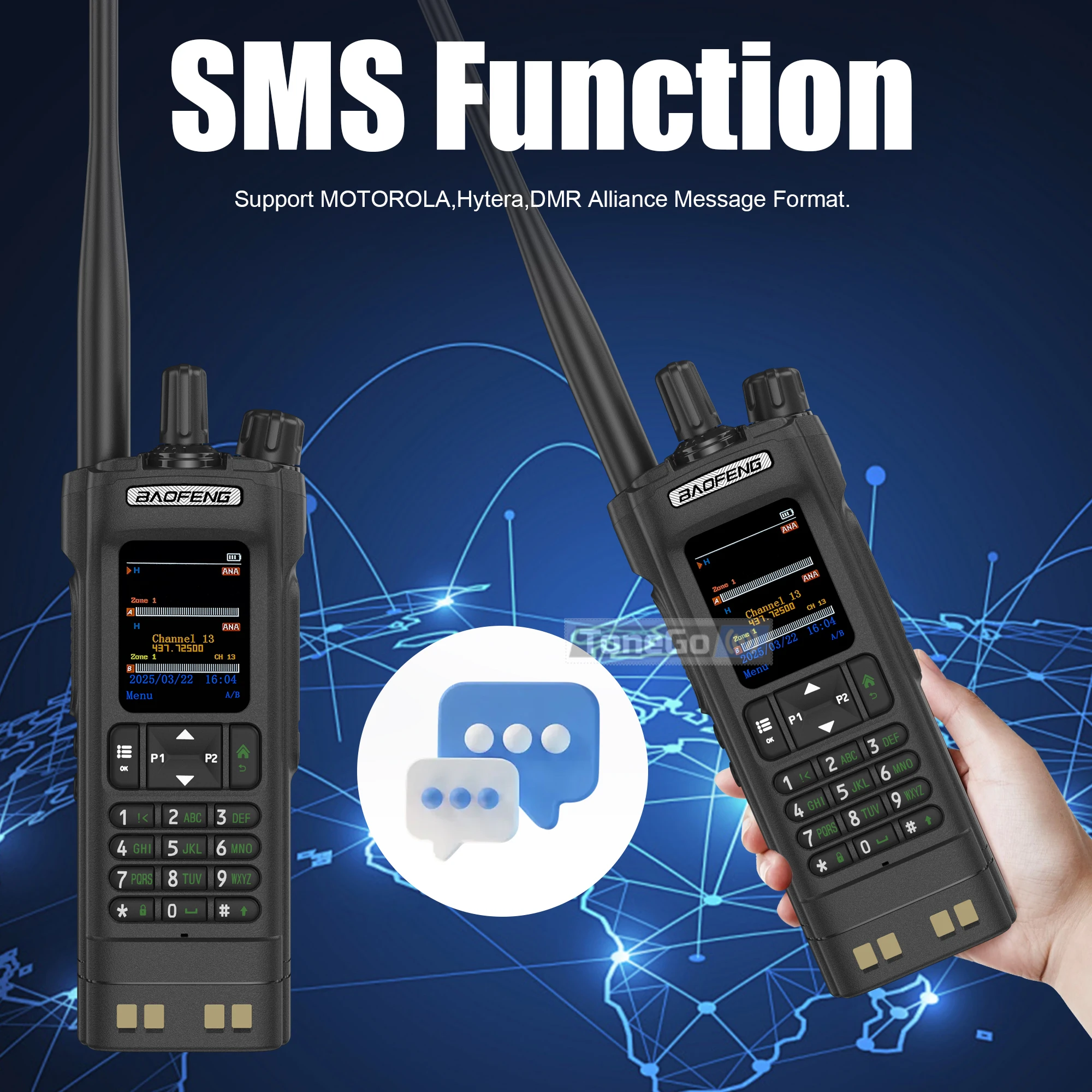 BAOFENG DM-32 DMR جهاز اتصال لاسلكي رقمي مع مشبك حزام وضع مزدوج تناظري فتحة زمنية مزدوجة AES256 رباط هوائي GPS APRS DM 32 راديو هام