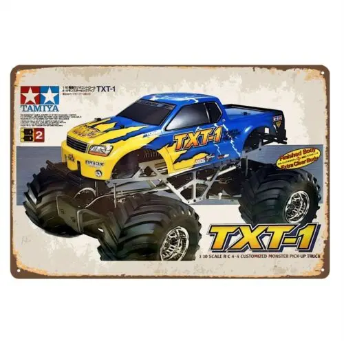 Vintage Rc Car Metal Sign Poster - Tamiya Txt-1 Truck - 20x30cm