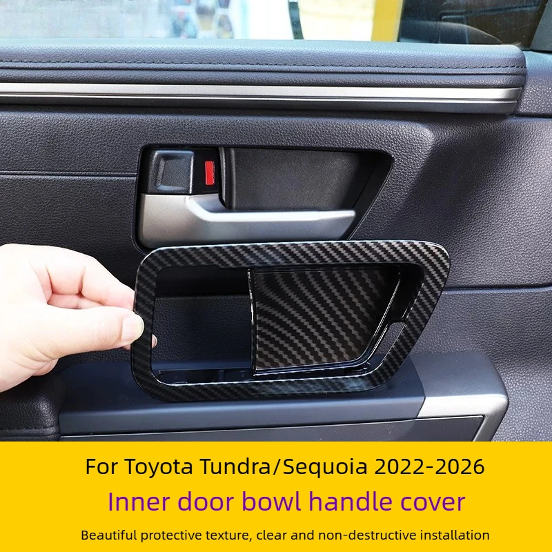 For Toyota Tundra/Sequoia 2022-2026 Car Inner Door Handle Bowl Decor Sticker Anti‑Scratch Pull Handle Protective Cover Tools