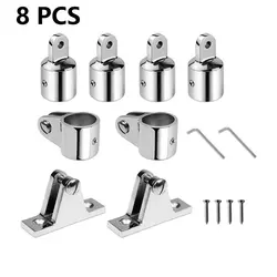AndyMarine 8 PCS Marine 316 Stainless Steel Bimini Top Hardware Fitting Set Deck Hinge Jaw Slide Eye End Fitting