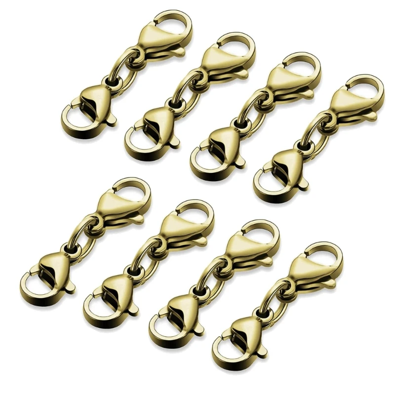 8 Pcs Double End Lobster Clasp Necklace Shortener Clasp Bracelet Extension Clasp Chain Extender Double Claw Connector XXFB