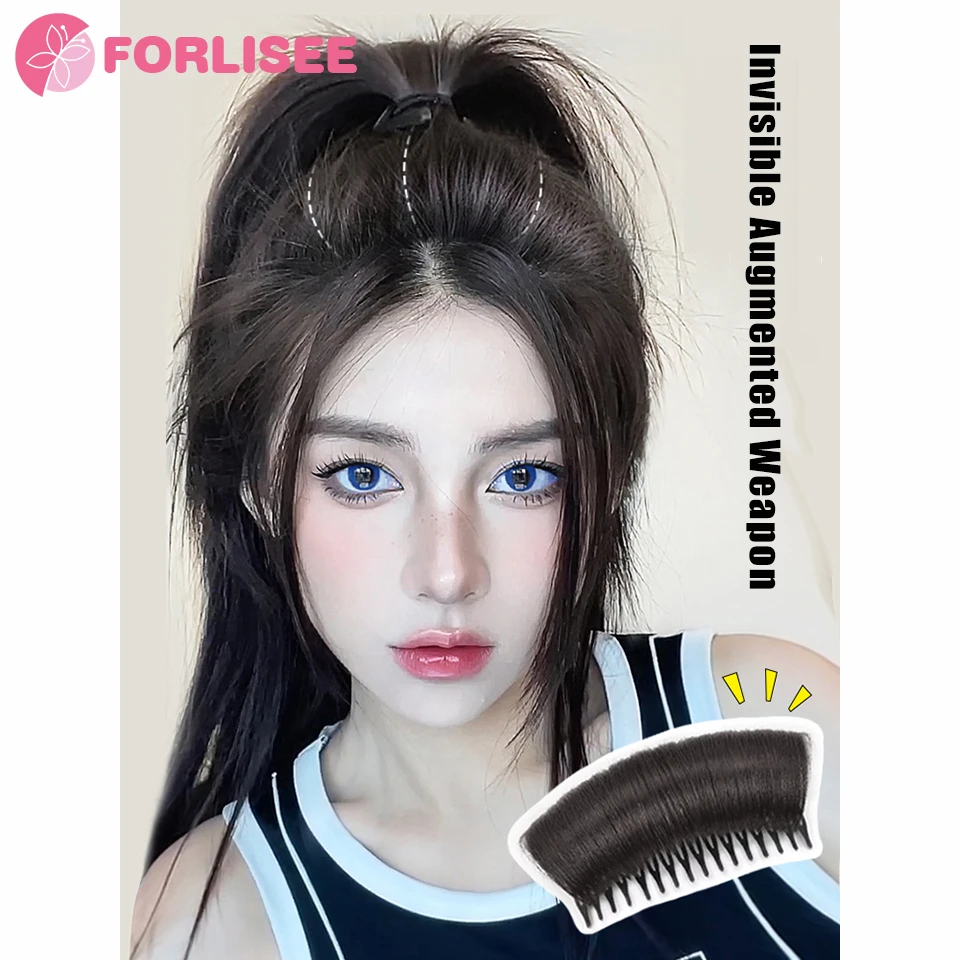 FORLISEE Synthetic Top Of The Head Fluffy Natural Hair Increase Pad Hair Comb Invisible And Traceless Pad Hair Patch