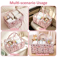 Organisateur de couches pour bébé, panier de rangement portable multi-poches avec 2 séparateurs amovibles, sac à main imperméable pour articles essentiels de bébé 6