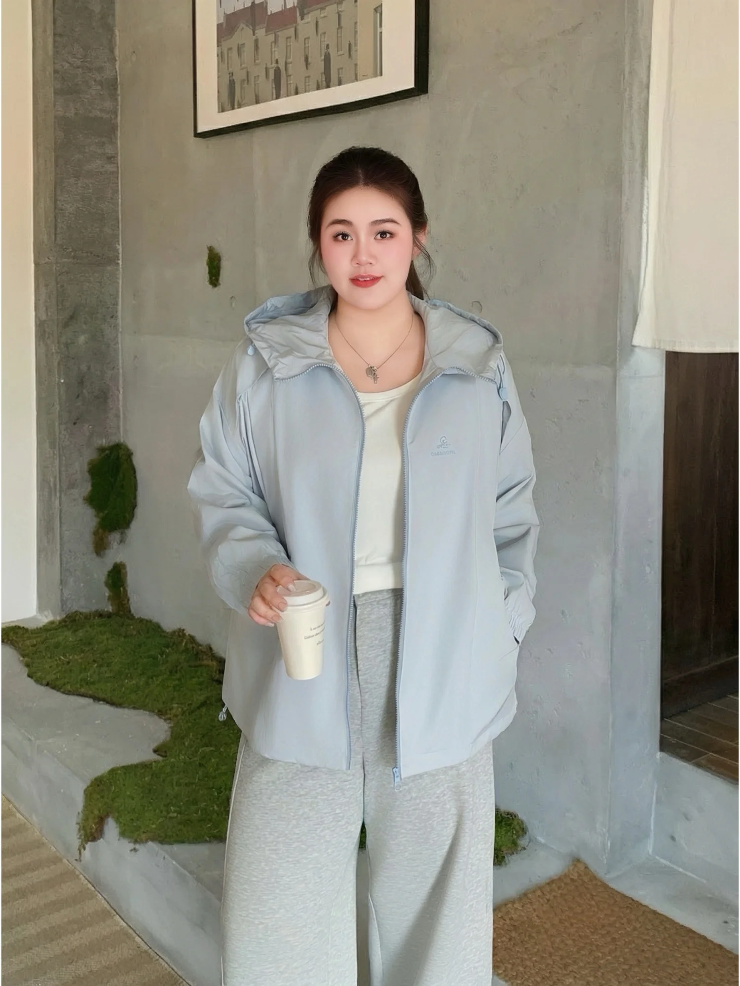 

Свободная куртка для женщин на весну, с капюшоном, мягкая, больших размеров, универсальная, повседневная, для поездок на работу