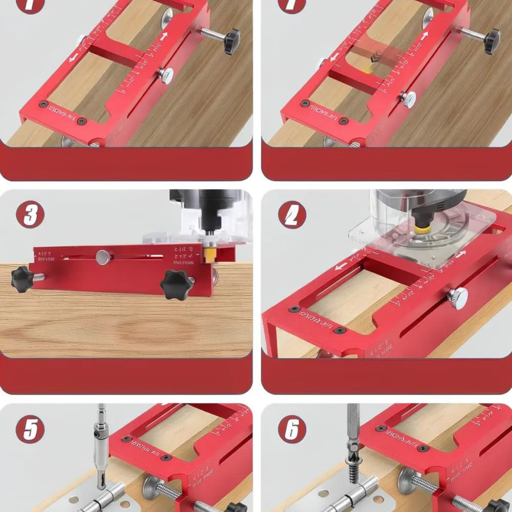 Woodworking Hinge Hole Opener Guide Aluminum Alloy Door Lock Positioning Jig Precise Carpentry Drilling Tool