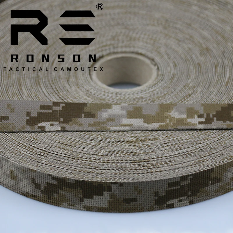 Tali nilon taktis anyaman AOR1 camo 25mm anyaman kamuflase untuk ransel luar ruangan 25mm sepatu olahraga sepatu anjing dicetak