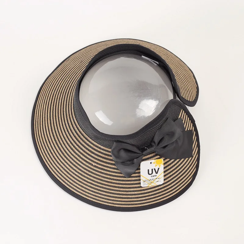 Knit Hat Solid Color Striped, Breathable Open-Top Cool, UV Protection Stretchable Women Adjustable.