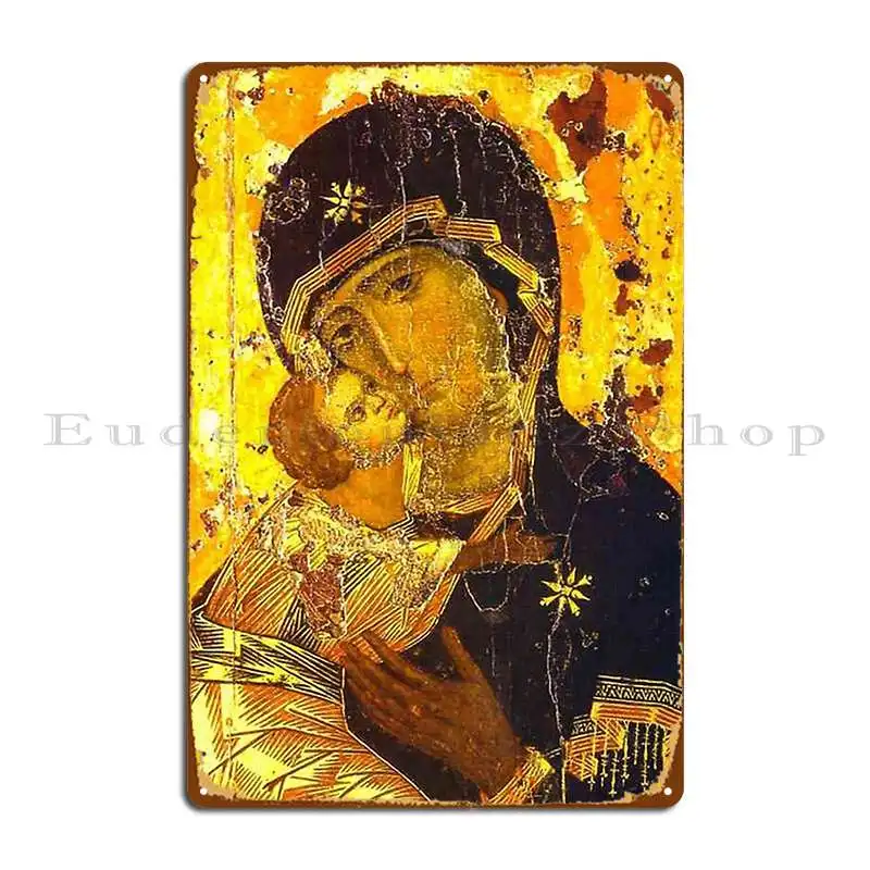 Theotokos Of Vladimir Orthodox Iconography Metal Plaque Poster Painting Club Wall Cave Personalized Cinema Tin Sign Poster