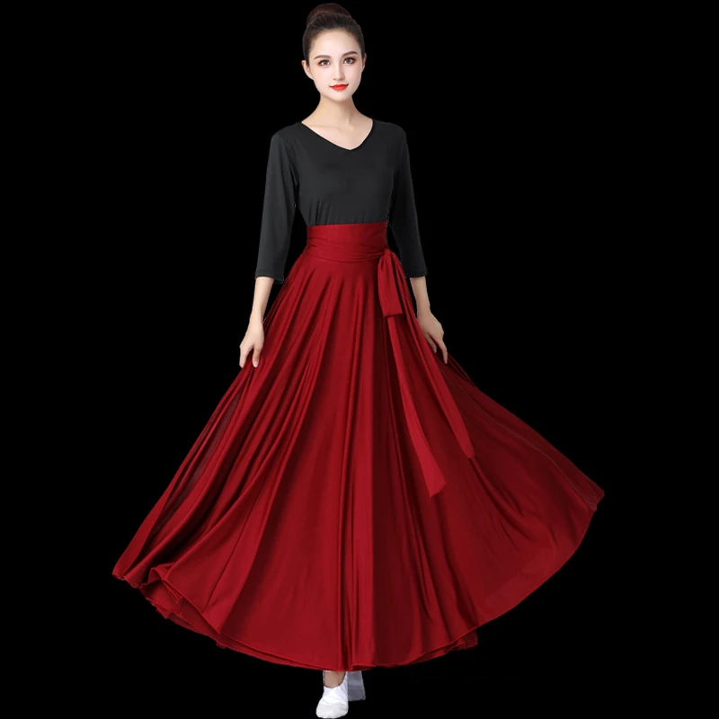 Flamenco für Frauen, spanischer Tanzrock, Bauchtanz, langes Kleid, großer Swing-Rock, Farbverlauf, Leistung, Zigeunerrock