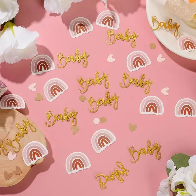 120 Stück Baby-Shower-Konfetti, Konfetti für Geschlechtsenthüllungsfeiern, Regenbogen-Konfetti im Boho-Stil, Geburtstagskonfetti – Detail 2