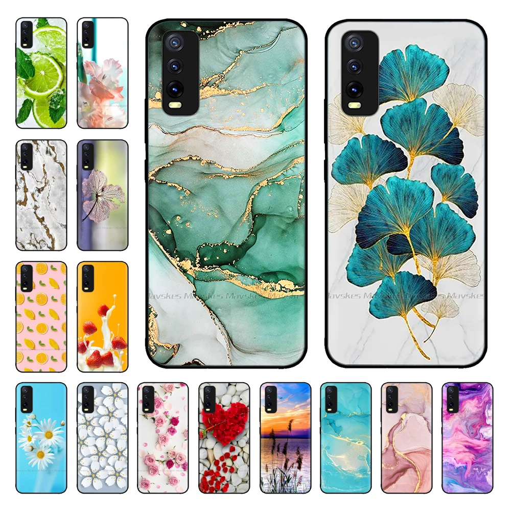 For Vivo Y12s Y11s Y12a Case V2026 V2028 Phone Case Cute Flower Silicone TPU Protective Bumper For Vivo Y 12 s Y12s 2021 Covers