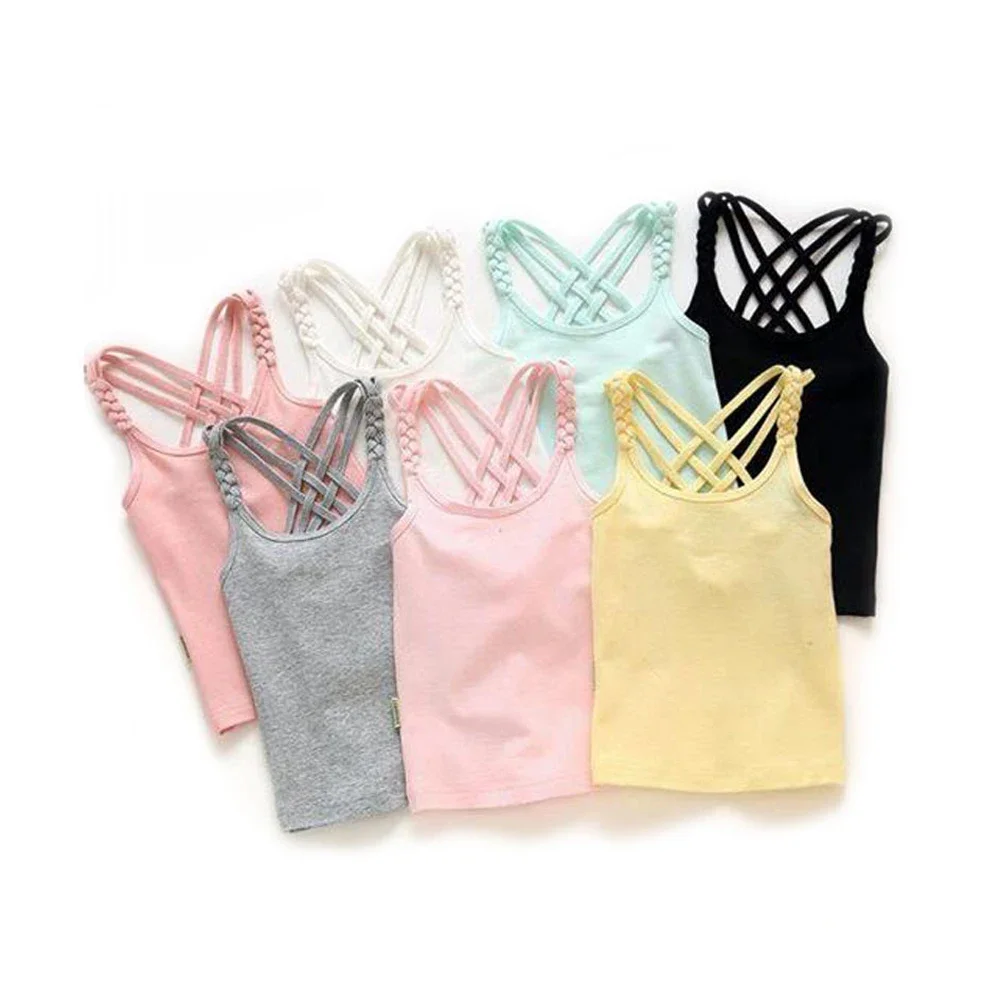 2024 Girls Summer Tank Tops Cotton Kids Underwear Model Candy Color Girl Camisole Baby Singlets Children Undershirt Sports Top