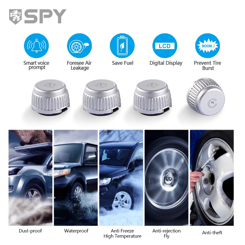 SPY Internal sensor solar power TPMS-X3 install to windshield  tire pressure temperature monitoring system