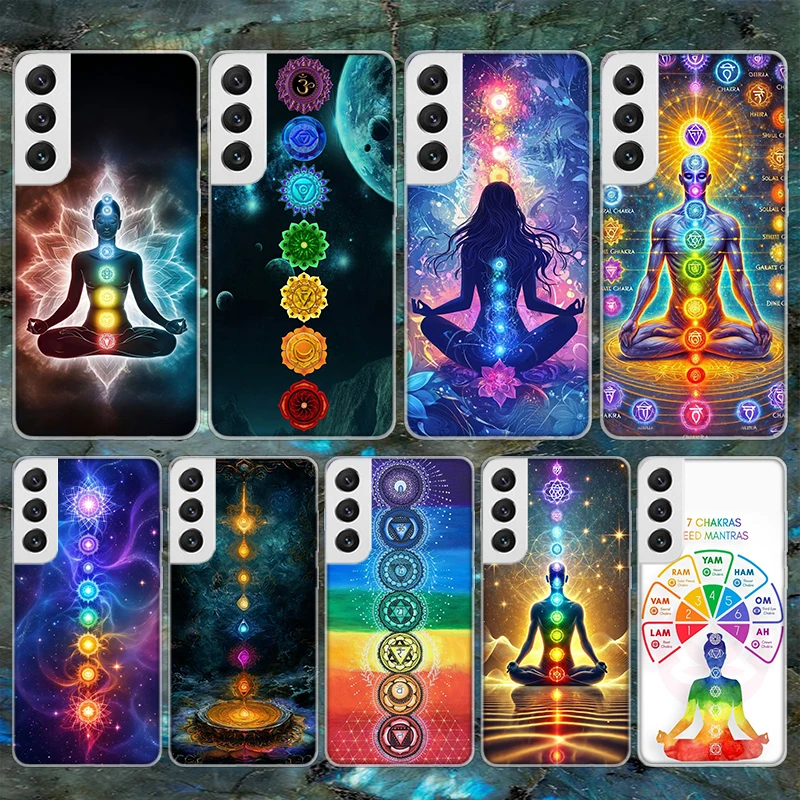 Coque de téléphone souple, Yoga Chakra, énergie spirituelle, univers, pour Samsung Galaxy S24 S25 S23 S22 Ultra S21 Plus S20 FE S25 Edge S10 + P