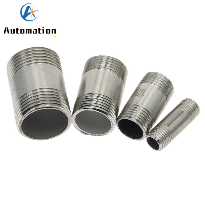 Water connection 1/4" 3/8" 1/2" 3/4" 1" 1-1/4" 1-1/2" Male X Male Threaded Pipe Fittings Stainless Steel SS304 Connector Adapter