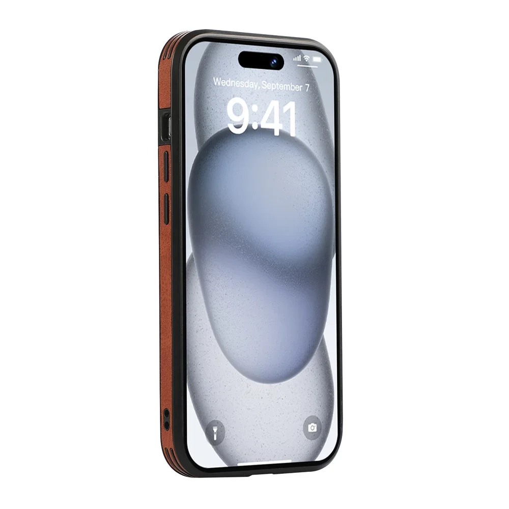 Luxury Leather Elk Deer Head Case For iPhone 15 14 13 12 Pro Max 15 Plus Invisible Lens Stand Bracket for Magsafe Magnetic Cover