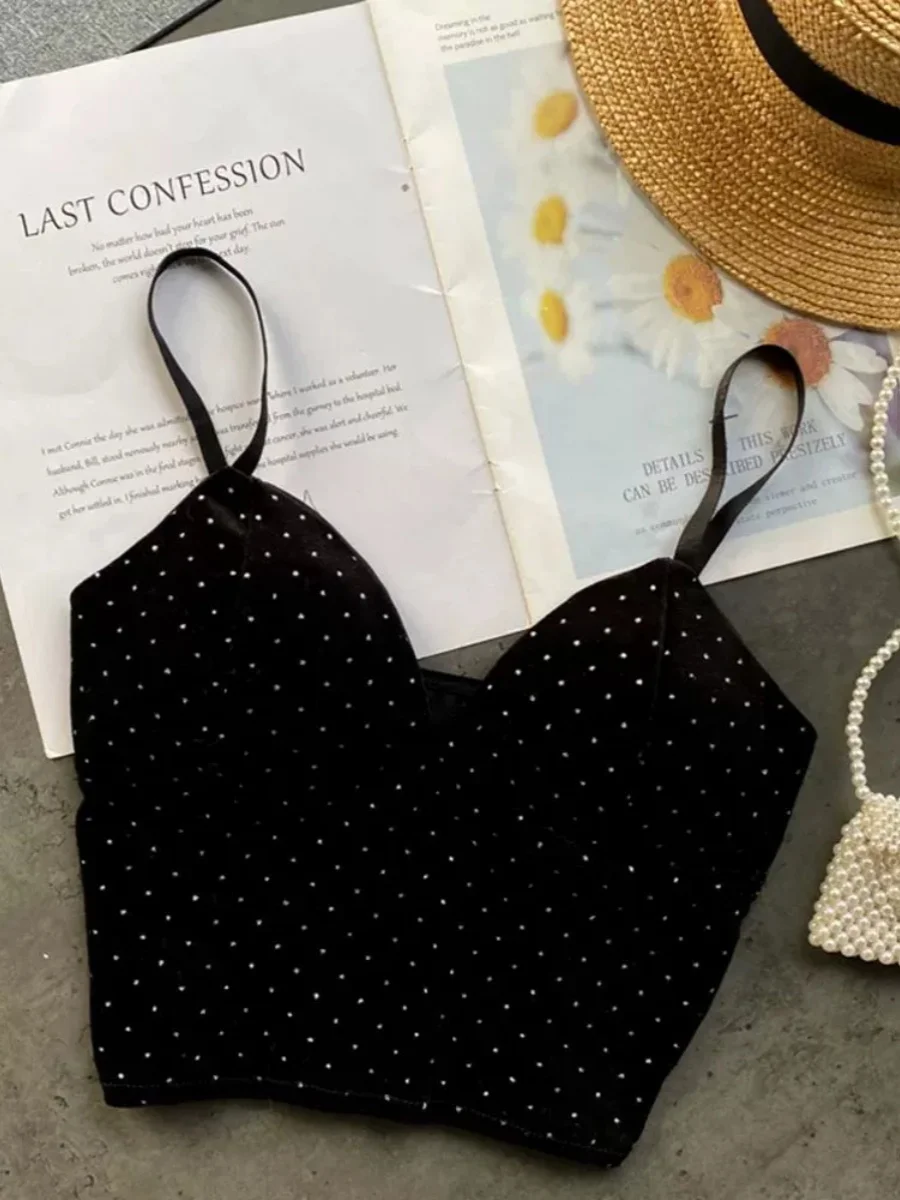 여성용 브이넥 프린트 마이크로 엘라스틱 민소매 조끼 스트리트 스타일 복합 소재 슬림핏 여름 신상 폴리에스터 섬유