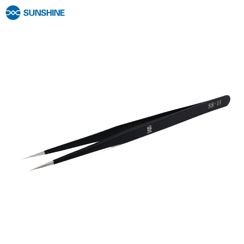 SUNSHINE TS-11 ESD Anti-static Stainless Steel Tweezers Iphone Maintenance Industrial Precision Curved Straight Tweezers