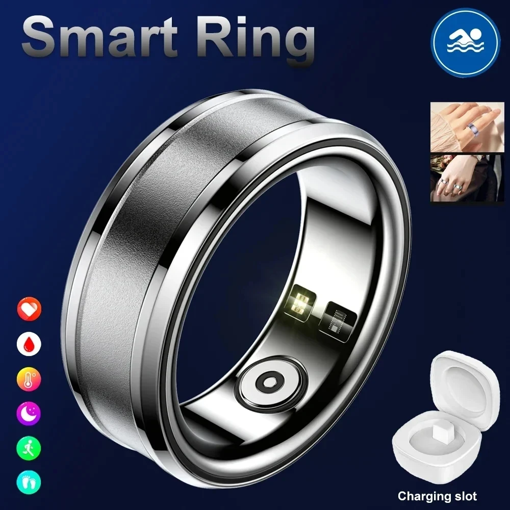 Smart Fitness Tracker Ring para Homens e Mulheres, Frequência Cardíaca, Sangue, Oxigênio, Sono, Monitor de Saúde, Atividade Esportiva, Anel para Android, iOS, Novo, 2024