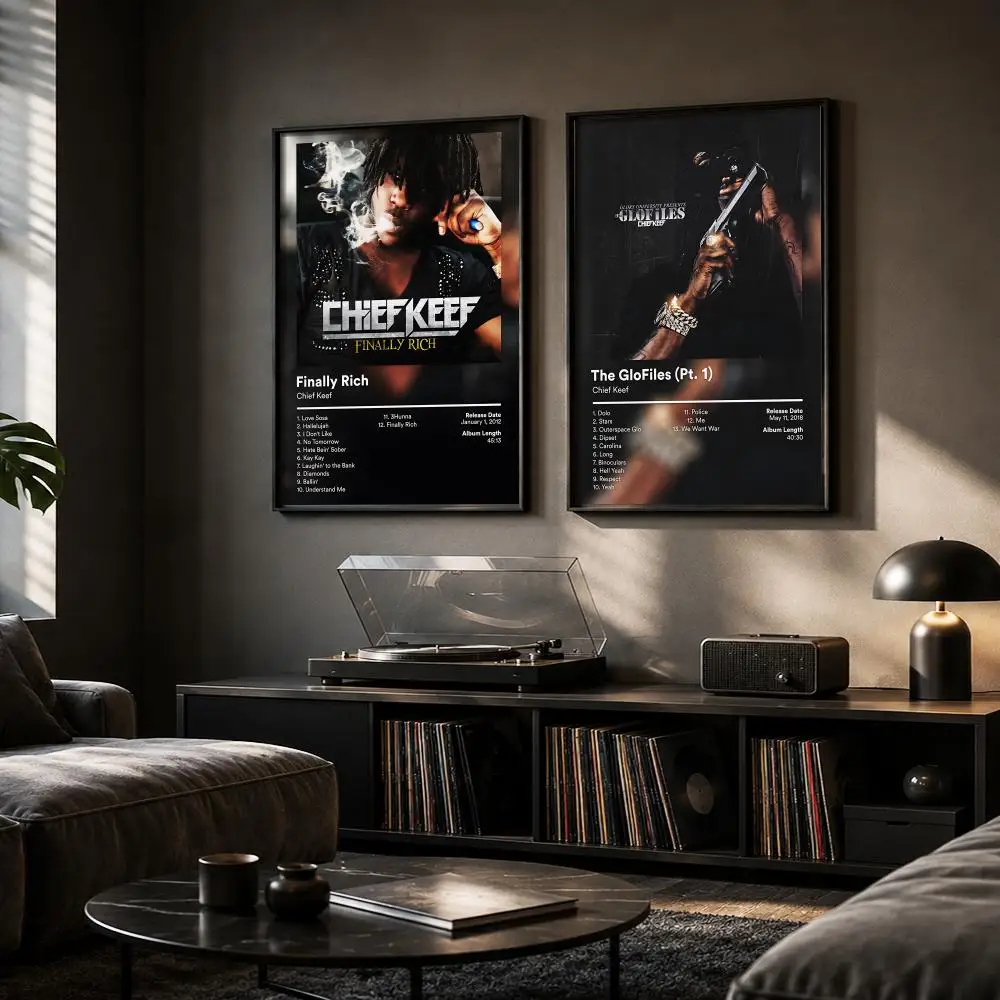 C-Chief Keef Rapper Album Painting Calligraphy Canvas Poster Hallway Bedroom Living Room Home Bar Decoration Interior Wall