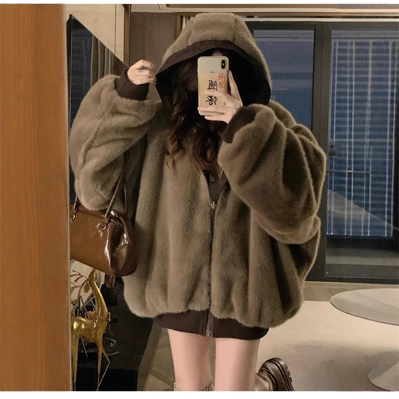 Plus Velvet Thick Warm Winter Double Sided Wearable Parka Coats Fleece Hooded Casual All-match Loose Women Cotton Padded Jackets