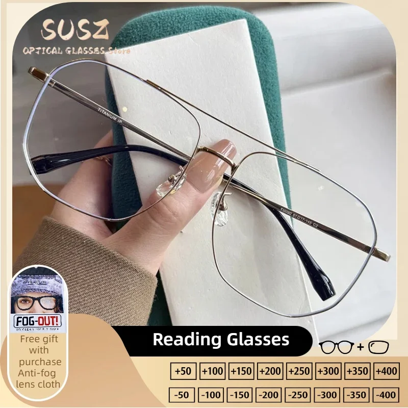 

SUSZ Fashion Oversize Square Pilot Men Anti Blue Light Myopia Glasses Women Customized Progressive Optical Prescription Glasses
