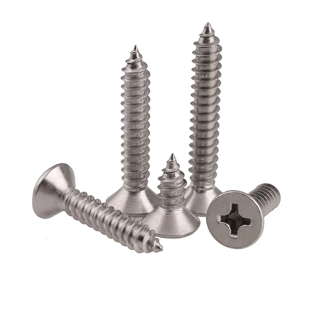 316 Stainless Steel Countersunk Philips Self Tapping Screws Cross Recessed Flat Head Tapping Wood Screw Bolts M2-M6