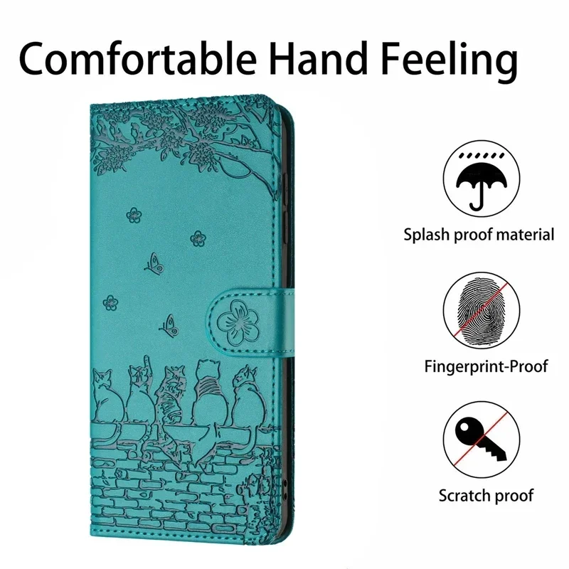Wallet Cat Embossed Card Slot Magnetic Flip Leather Case For iPhone 16 Pro Max 15 Plus 14 13 Mini 12 11 SE 2025 X XS Max XR 8 7