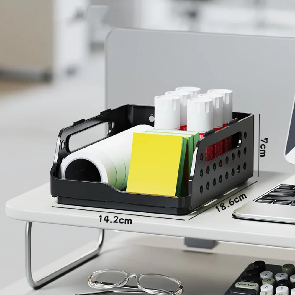 توفير المساحة الدوبامين سلات تخزين قابلة للطي البلاستيك لوحة مثقوبة صندوق تخزين عدم الانزلاق مع مقابض سطح المكتب رف الكتب المنزل