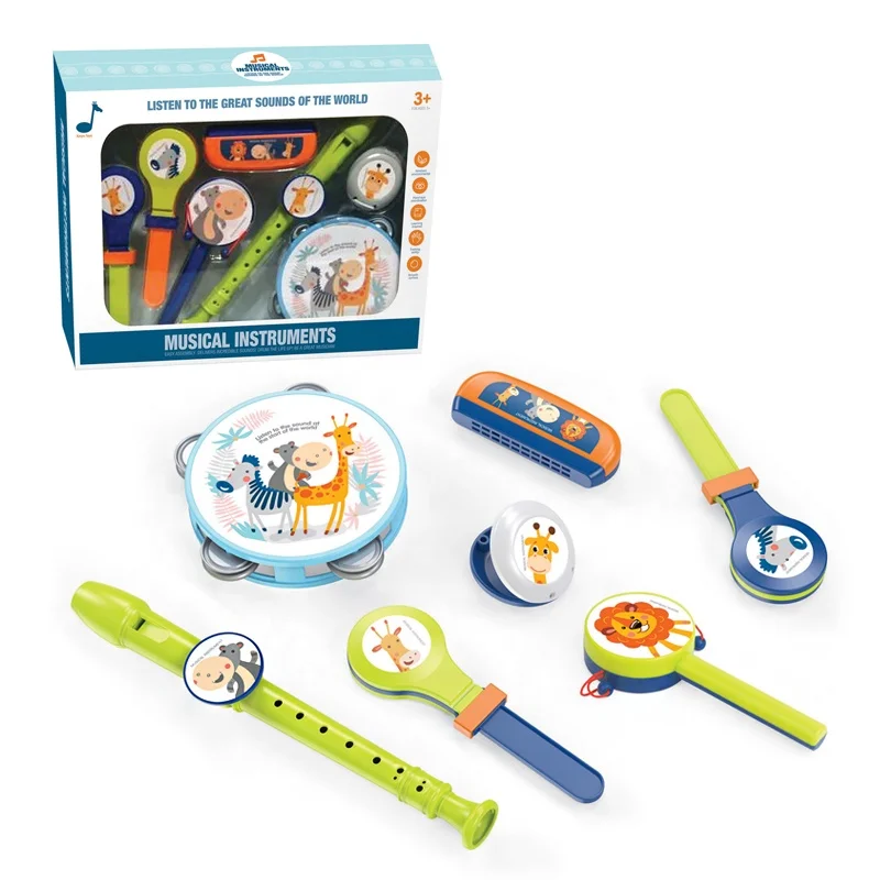 Brinquedos musicais educativos, brinquedo para crianças, instrumento musical, 7 peças, conjunto de brinquedos musicais infantis