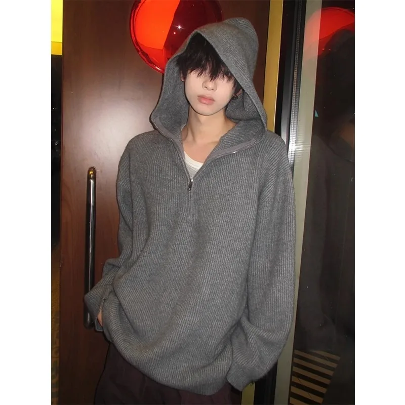 

Мужской трикотаж с капюшоном Cleanfit, свободный длинный све, корейский, повседневный, свободный крой, большой размер 250, сум, повседневная одежда, полиэфирное волокно