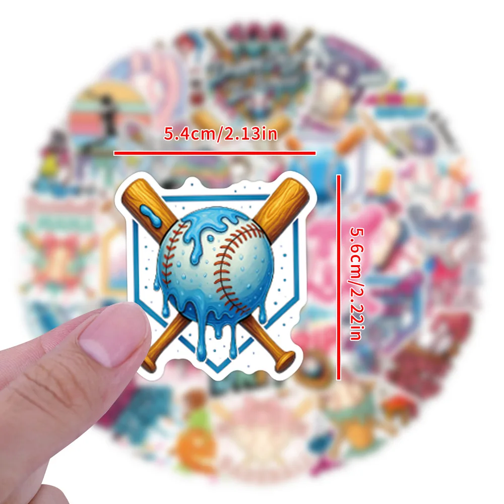 

50PCS Ice Cream Drip Baseball Sticker Cartoon Creative Decoration Scooter Stationery Box Notebook Luggage Waterproof Decal Toy
