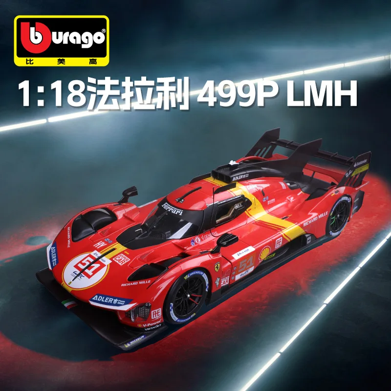 

Коллекционная модель автомобиля Bburago из сплава, масштаб 1:18, Ferrari Le Mans 499P №. Модель автомобиля 83: Игрушечная машинка-симулятор, подарок для мальчиков на праздники