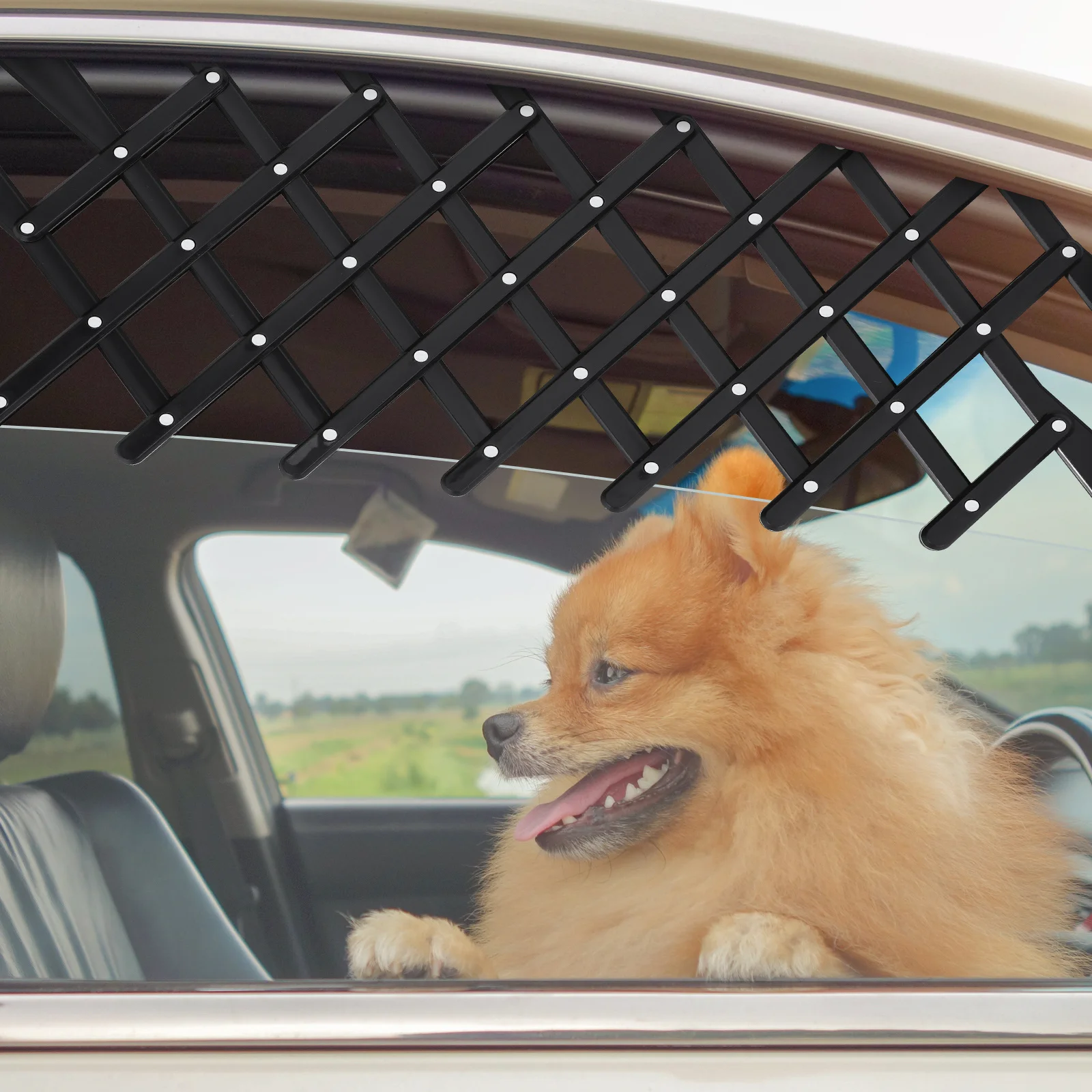 

Adjustable Retractable Car Window Gate Vent For Dogs Cats Safety Protector Durable Pp Material Portable Barrier Pet Travel Dog
