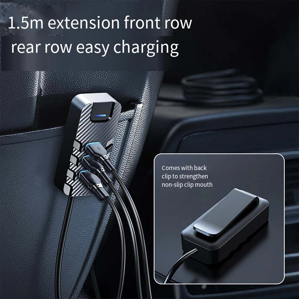 66W 6 Ports Multi USB Car Charger with 1 5m Cable Supports For QC3 0 Fast Charging for Mobile Devices and Tablets