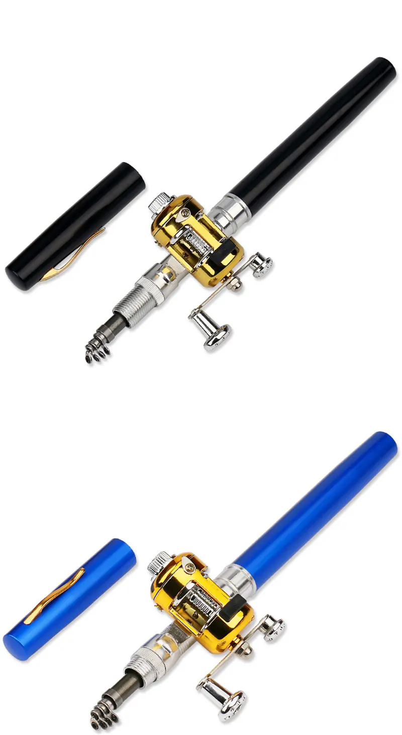 TAKEDO-Tragbare Eis Angelruten, Stift Form, Teleskop Reise Angelrute, Reel Linie Köder Haken Set, Spinning Boot Ruten – Detail 6
