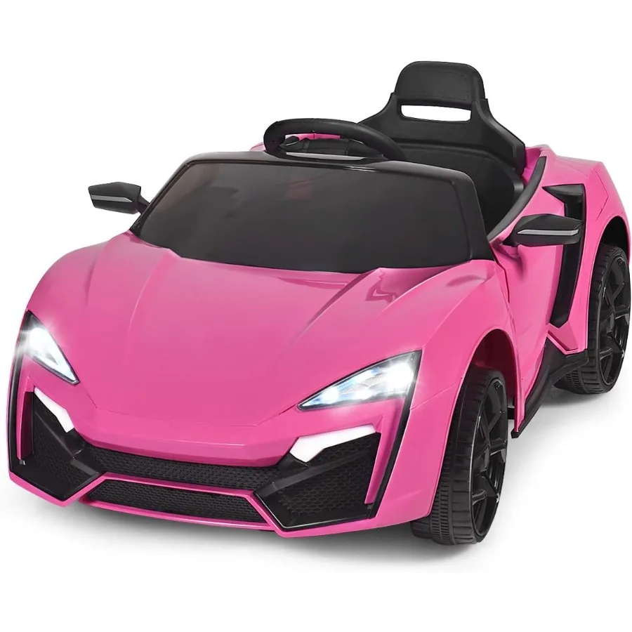 Ride on Car 12V Battery Powered Electric Vehicle w/Manual and Remote Control Modes LED Lights Horn Music MP3 USB TF 3 Speeds Sp