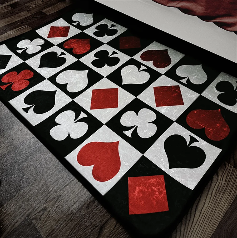 Gothic Poker Joker Wonderland Love Heart  Floor Rug Doormat Carpet Bedroom Livingroom Non-slip Large Mat Cartoon For Boy Girls