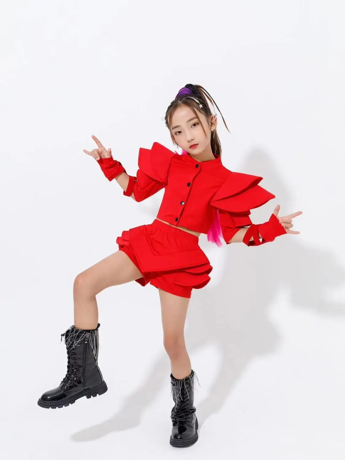 

Girls' children's fashion show set trendy hip-hop and street dance runway performance costumes girls jazz dance outfits